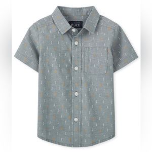 Boys Print Poplin Button Up Shirt - Federalblu